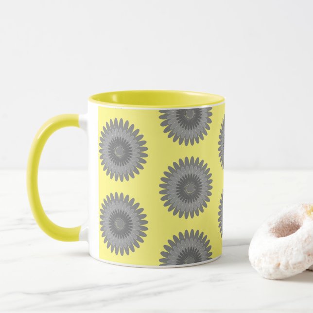 Taza impresión gris y amarilla, (Con donut)