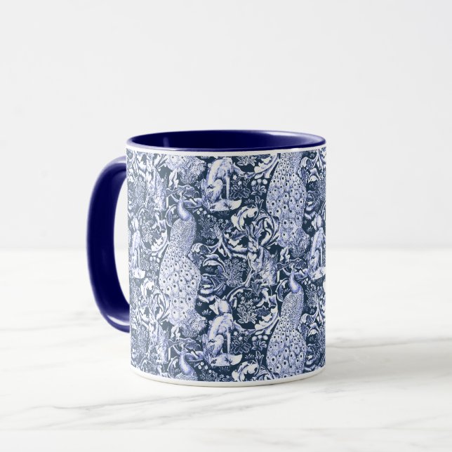 Taza Impresión, marina de guerra y blanco del pavo real (Anverso izquierdo)