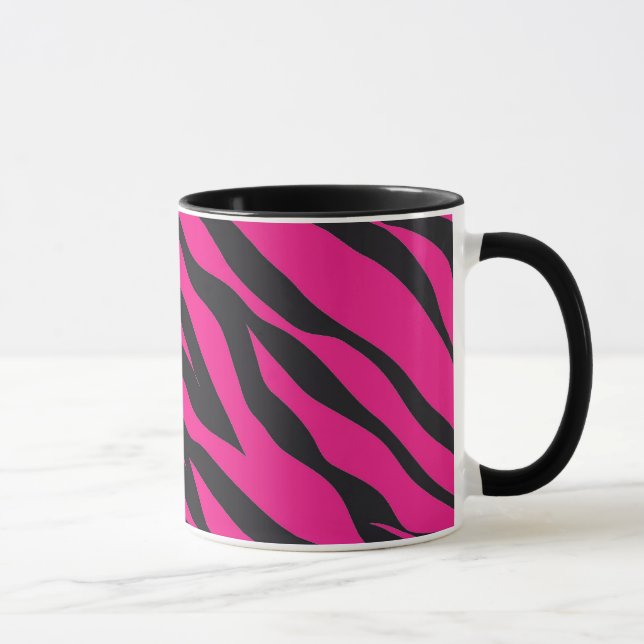 Taza Impresión negra fucsia de las rayas de la cebra de (Derecha)