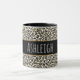 Taza Impresión personalizada de Leopardo de oro negro