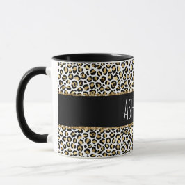 Taza Impresión personalizada de Leopardo de oro negro
