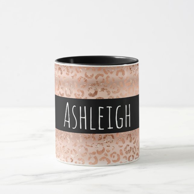 Taza Impresión personalizada de Leopardo de oro Rosa (Centro)