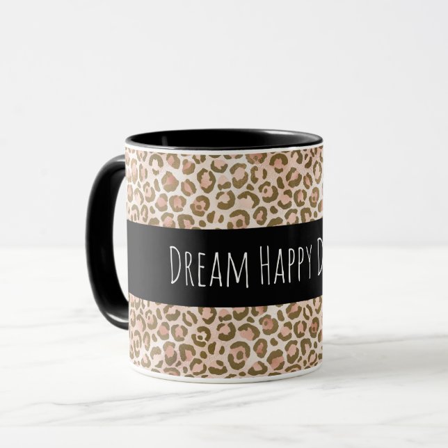 Taza Impresión personalizada de Leopardo Marrón Girly P (Anverso izquierdo)