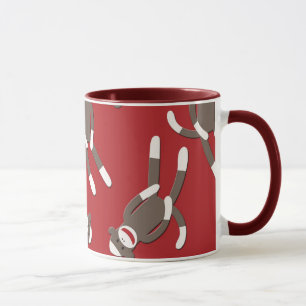 Taza Impresión roja del mono del calcetín