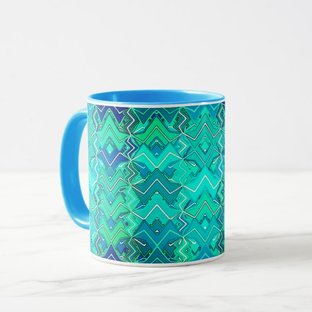 Taza Impresión tribal de batiburritas, turquesa, aqua y (Anverso izquierdo)