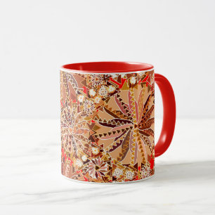 Taza Impresión tribal de manala, marrón, beige y rojo