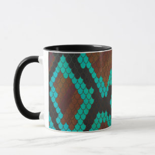 Taza Impresión Verde azulada y marrón serpiente