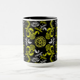 Taza Impresión vintage botánica de limón cítrico