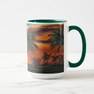 Taza Impresionante atardecer tropical