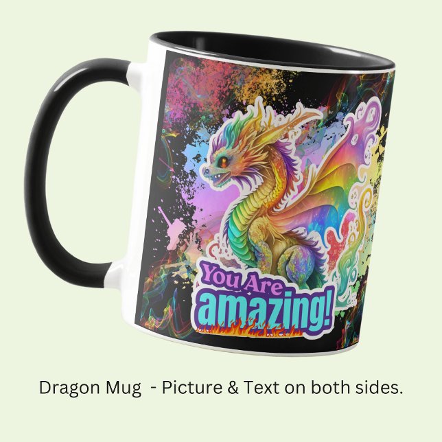 Taza Impresionante Dragón suave pastel arcoiris con ala (Subido por el creador)