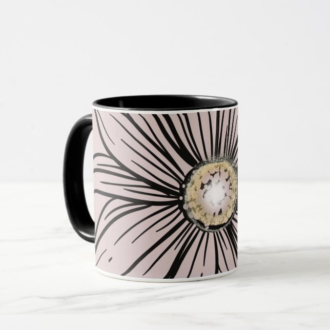 Taza Impresionante lavanda y café de flores negras Mug (Anverso izquierdo)