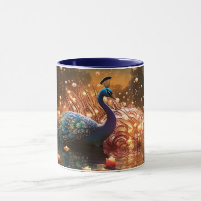 Taza Impresionante Personalizado Monograma Peacock Mug (Centro)