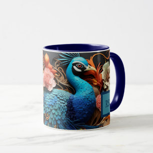 Taza Impresionante Personalizado Monograma Peacock Mug