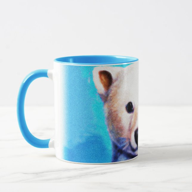 Taza Impresionante pintura de un cubo de oso polar. ¡Ha (Izquierda)