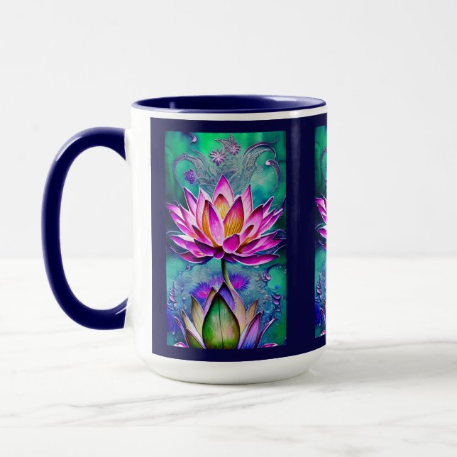 Taza Impresionante retrato rosa de las flores de Lotus (Izquierda)