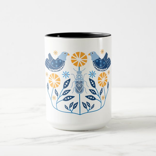 Taza Impresiones de arte folclórico escandinavo | Mug d (Centro)