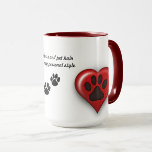 Taza Impresiones de la pata y pelo del mascota