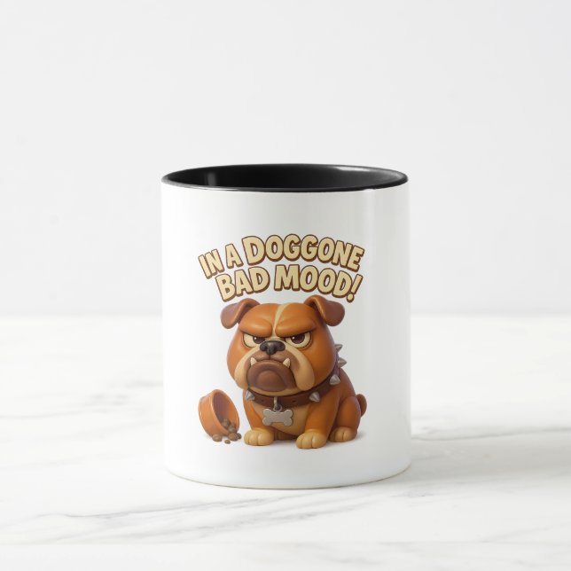 Taza In a doggone bad mood – grumpy cartoon bulldog (Centro)