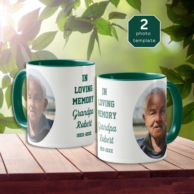 Taza In Loving Memory 2 Photo Memorial Keepsake Green (Subido por el creador)