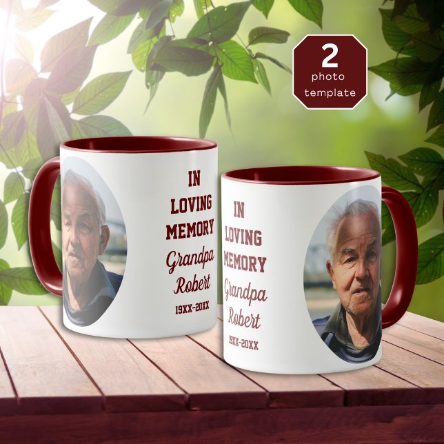 Taza In Loving Memory 2 Photo Memorial Keepsake Maroon (Subido por el creador)