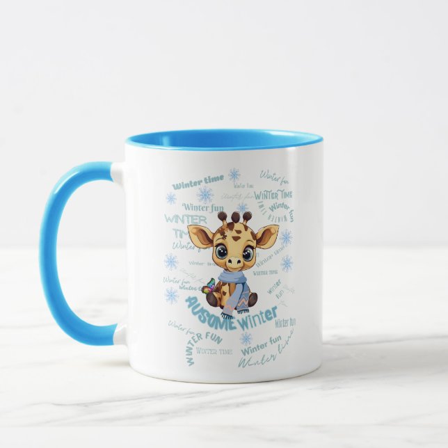 Taza Increíble Jirafa de Invierno – Lindo Diseño de Con (Izquierda)