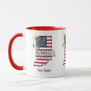 Taza Indiana State Estados Unidos Retro Map Vintage USA