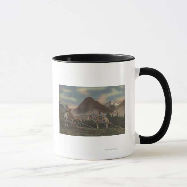 Taza Indios del noroeste en caza de caballos (Derecha)