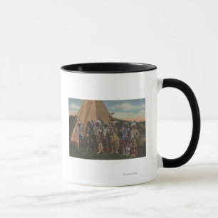Taza Indios del noroeste - fila de jefes indios en