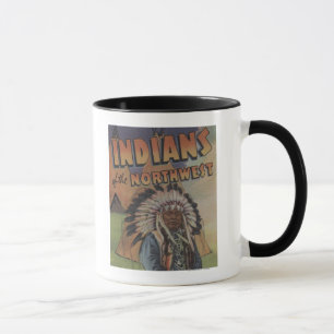 Taza Indios del noroeste - Jefe indio y Teepee