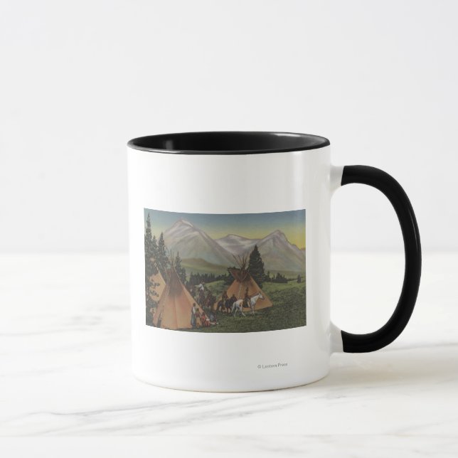 Taza Indios del noroeste regresan de la caza (Derecha)