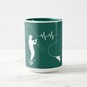Taza Individuo de la pesca con mosca del latido del