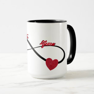 Taza Infinidad Personalizada Con Corazón Purpurina