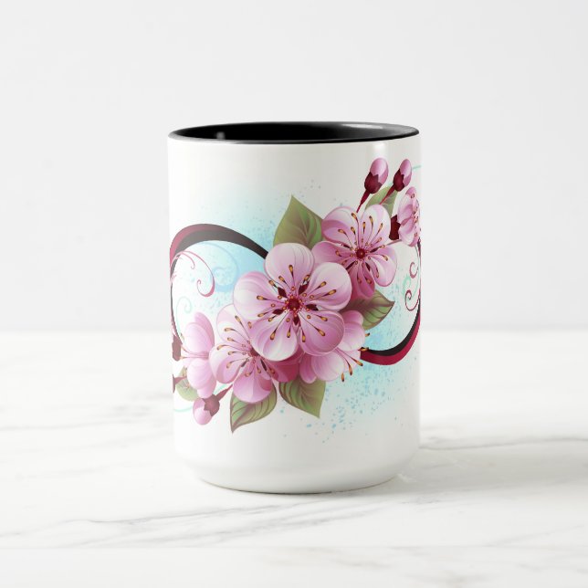 Taza Infinito con las flores de flores de Sakura Blosso (Centro)