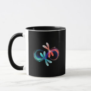 Taza Infinito con libélulas brillantes