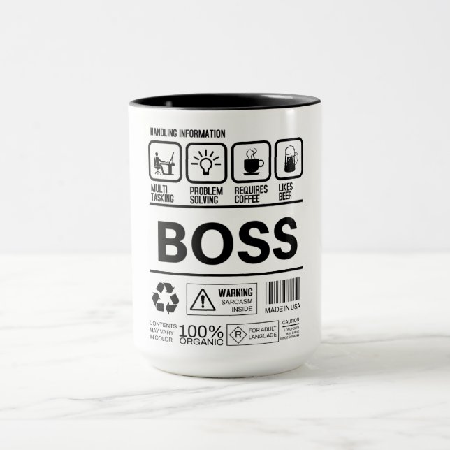 Taza Información divertida de manejo de jefe (Centro)