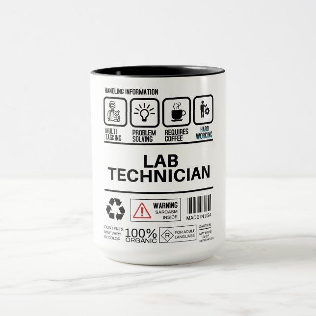 Taza Información divertida de manejo de técnico de labo (Centro)
