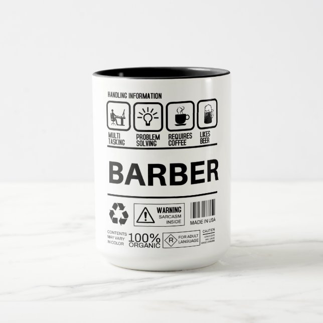 Taza Información divertida sobre el manejo de barbero (Centro)