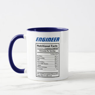 Taza Ingeniero Chistes de hechos nutricionales golpea c