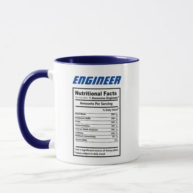 Taza Ingeniero Chistes de hechos nutricionales golpea c (Izquierda)
