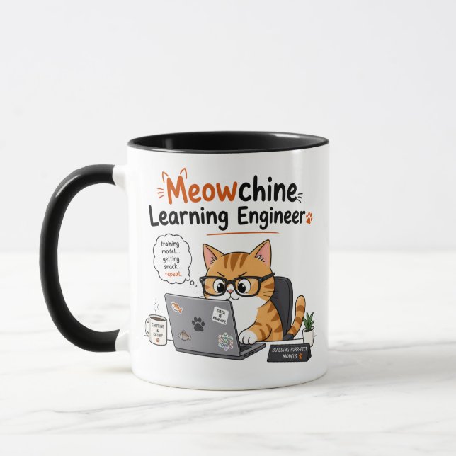 Taza Ingeniero de Aprendizaje Automático Gatuno (Izquierda)