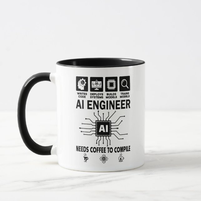 Taza Ingeniero de IA divertido necesita café para compi (Izquierda)