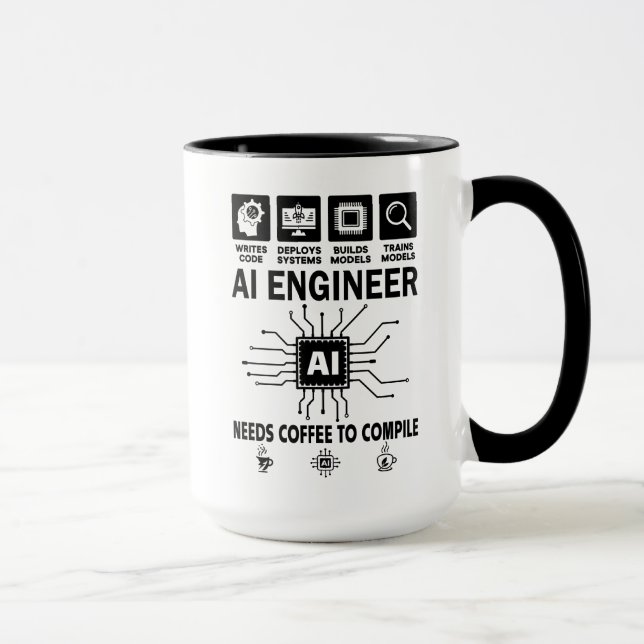 Taza Ingeniero de IA divertido necesita café para compi (Derecha)