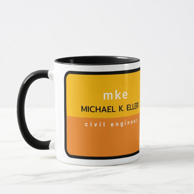 Taza Ingeniero de profesión café amarillo Mug con nombr (Izquierda)