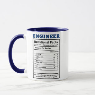 Taza Ingeniero Hipster Hechos Nutricionales Chistes Fun