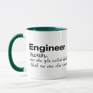 Taza ingeniero obtener emocionado chiste humor juego de