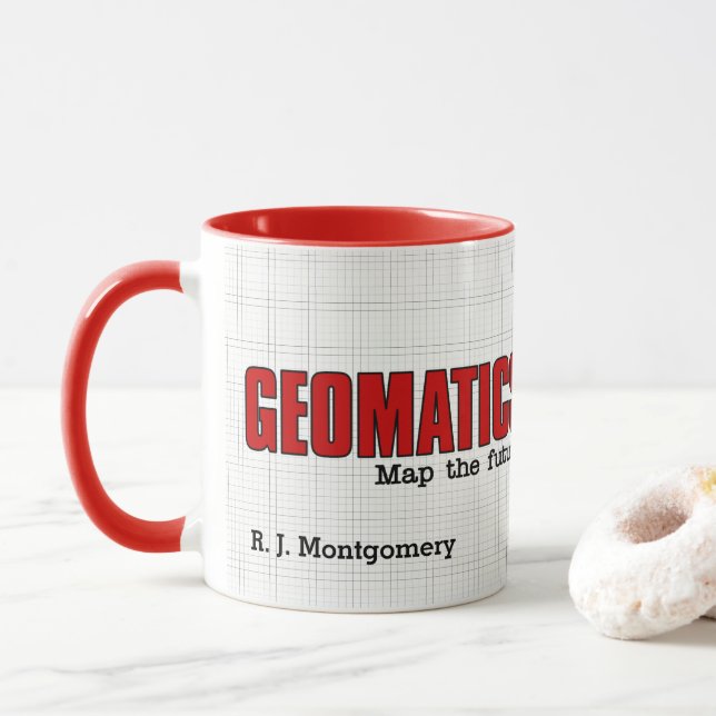 Taza Ingenieros de geomática divertidos mapean el futur (Con donut)