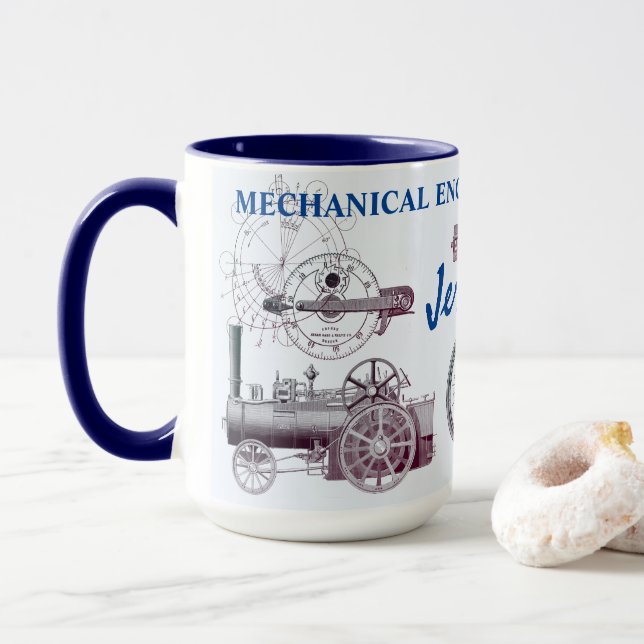 Taza ¡Ingenieros Mecánicos, hazlo! Máquinas antiguas (Con donut)