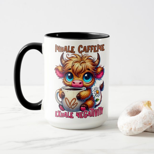 Taza Inhale Caffeine Exhale Negativity  (Con donut)