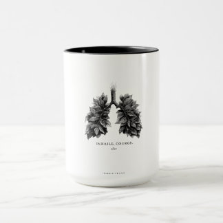 Taza "Inhale Courage" Conceptual Art | Lungs Made of Le