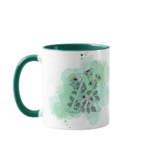 Inicial A Acuarela Monograma Verde Botánico